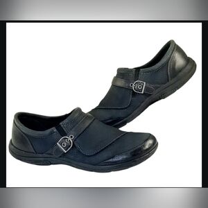 Merrell Dassie Black Leather Buckle Slip On Comfort Shoes Womens Size 11